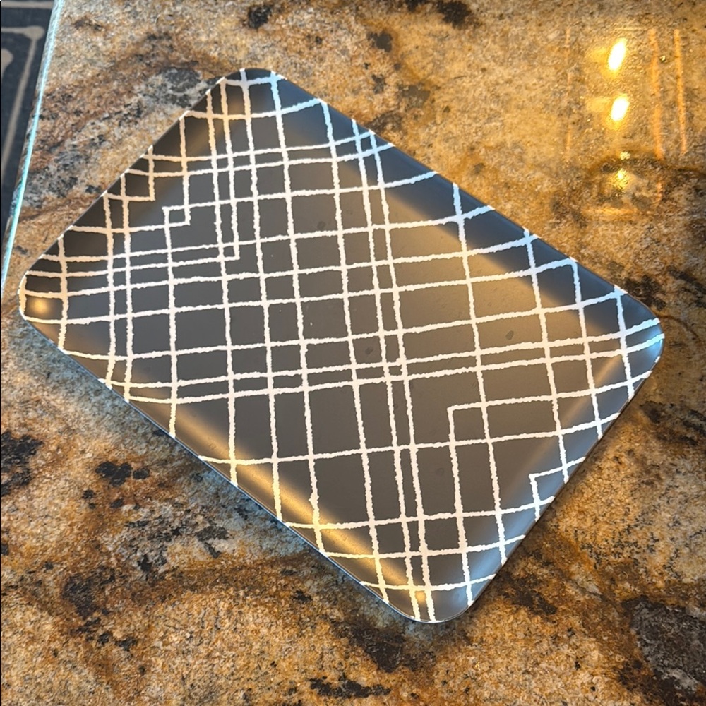 Crate & Barrel Geometric Gray and White Tray